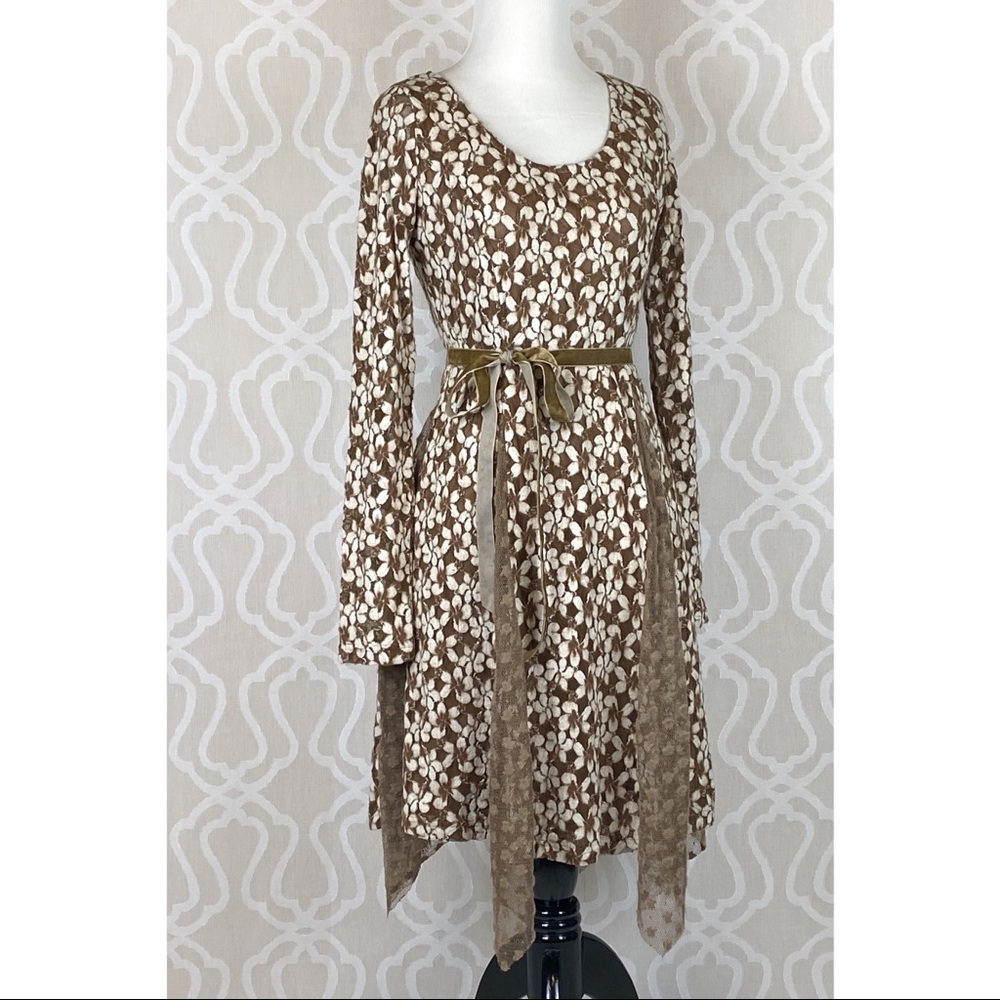 Blossoming Almond Brushed Lace Handkerchief Dress - Picture 2 of 8